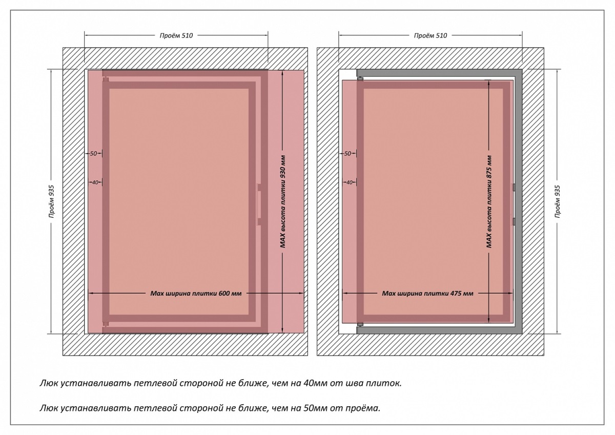 Люк одностворчатый Shagma 50х90 ревизионный под плитку ЛС500x900В 7 Люк одностворчатый Shagma 50х90 ревизионный под плитку ЛС500x900В — изображение 7